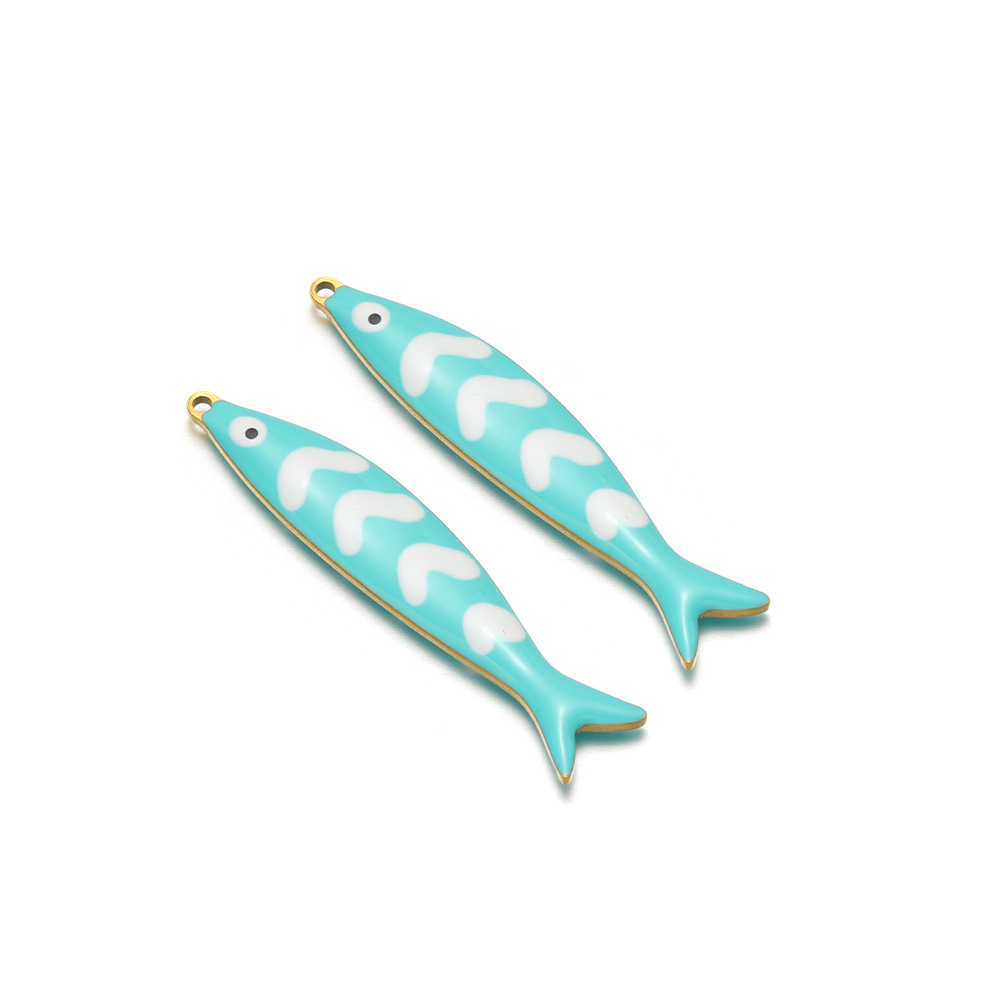 40*8mm golden long fish double-sided oil dripping inner 1.1mm single hole green