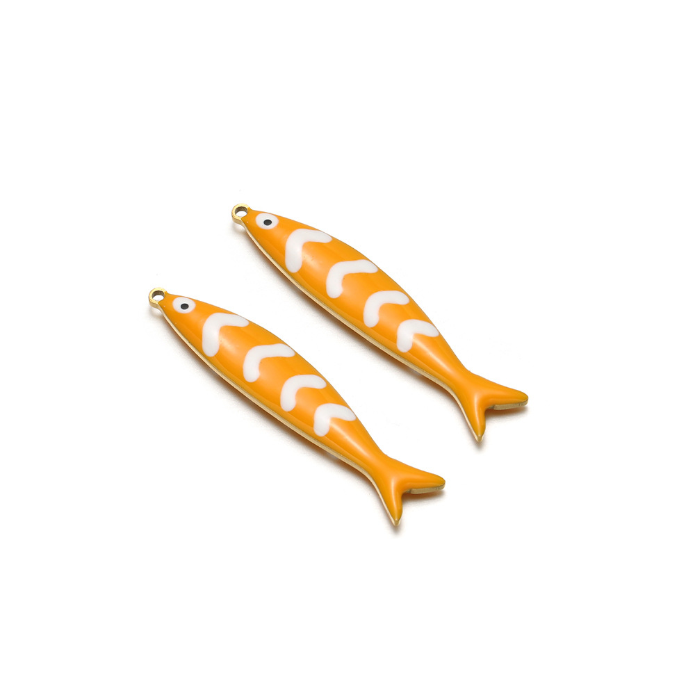 40*8mm golden long fish double-sided oil dripping inner 1.1mm single hole orange