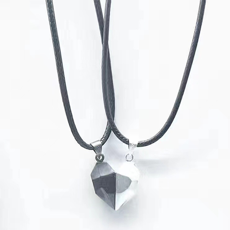Black and white pair of necklaces (black rope black rope)