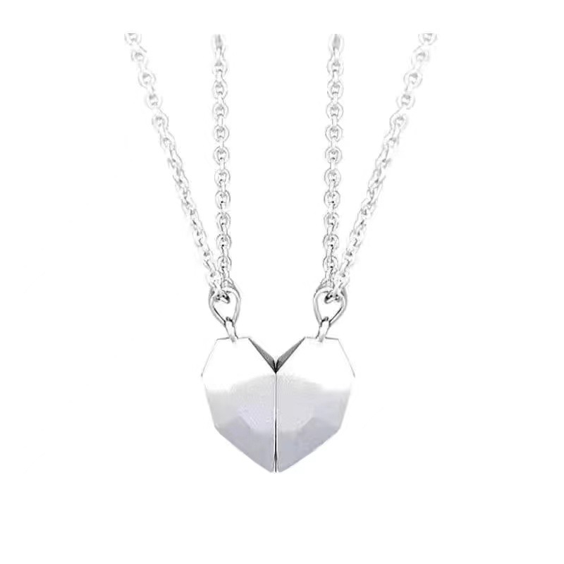 White a pair of girlfriends necklace (silver chain silver chain)