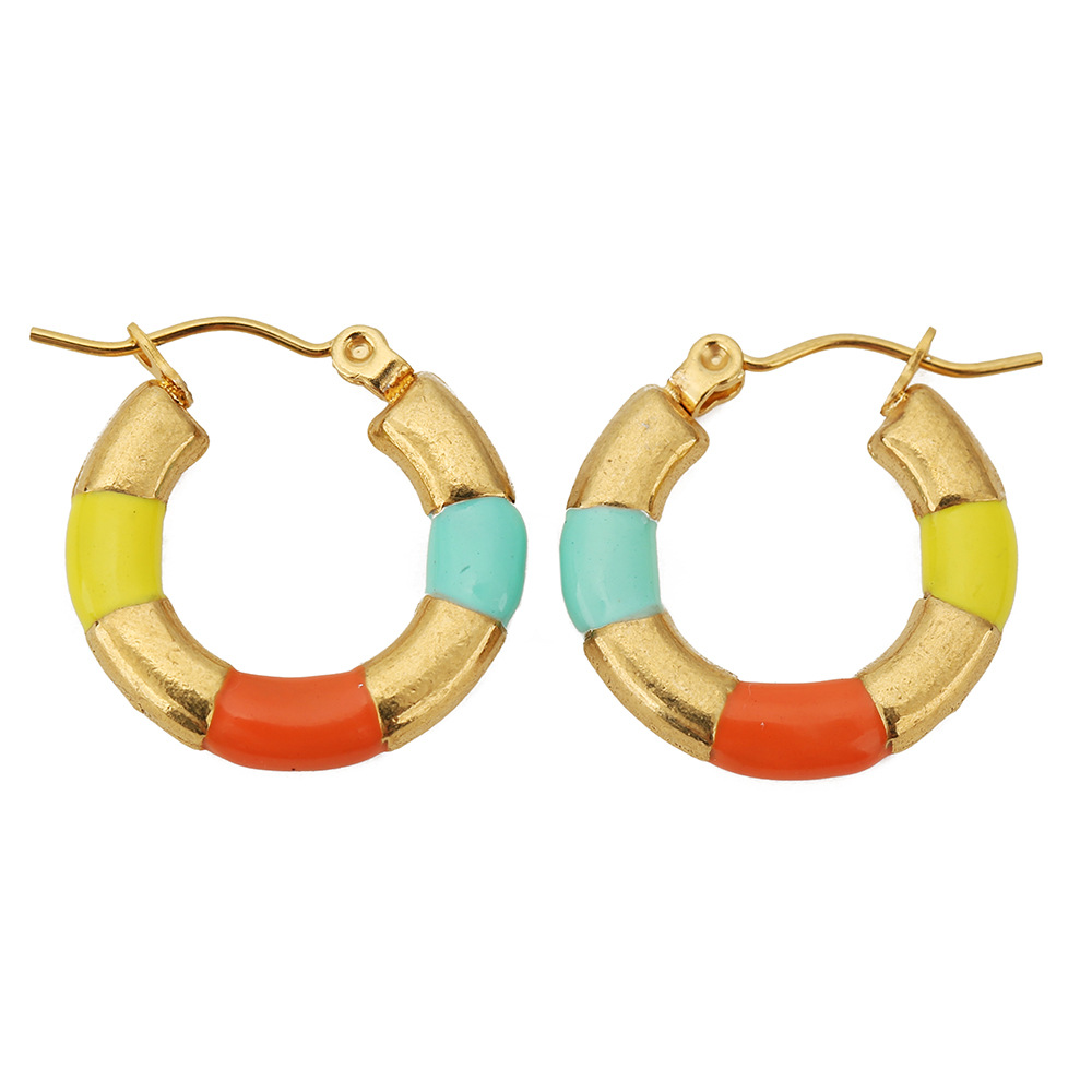 Three-color drip earrings lime yellow orange light green