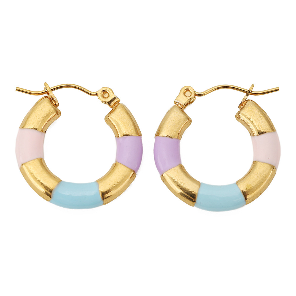 Three-color drop earrings light blue light pink light purple