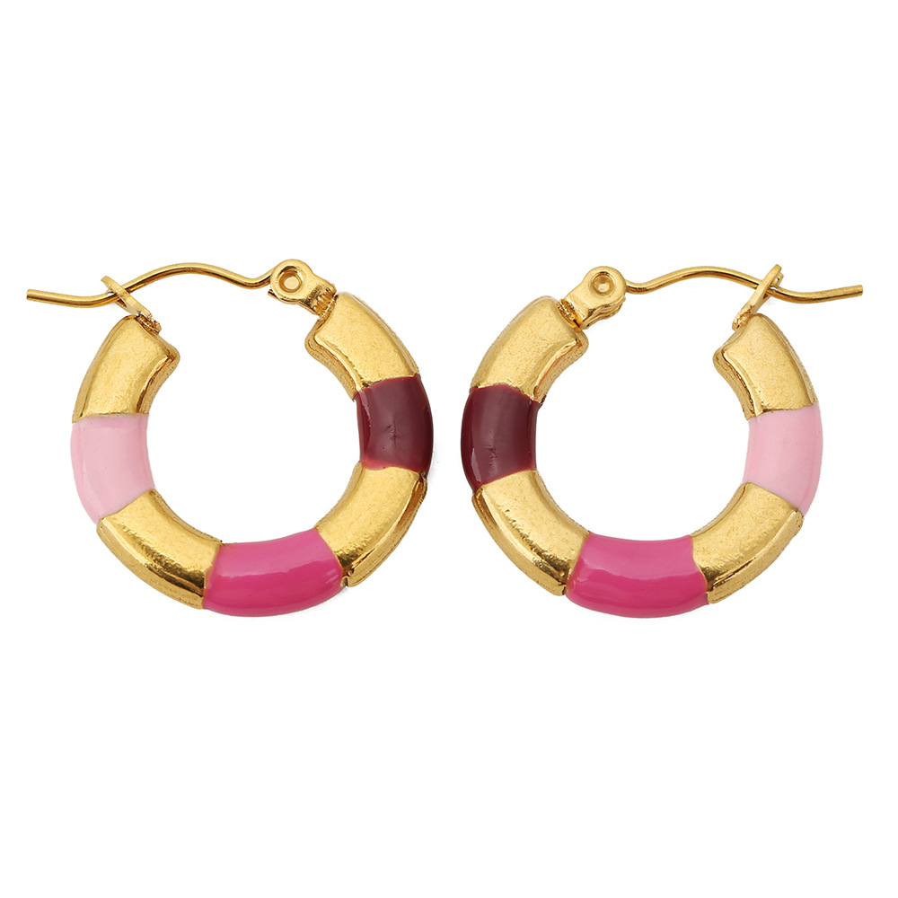 Three-color drop earrings wine red rose red light pink