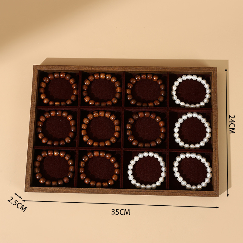 12-grid plate (black walnut grain with red interior)
