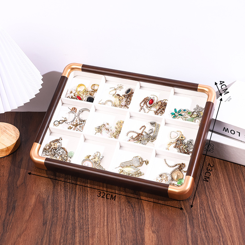 Light luxury golden rounded corners 12 grid plate with white inside