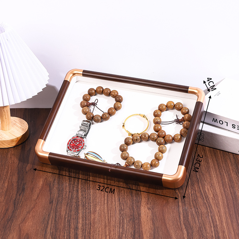 Light luxury golden rounded corners empty plate with white inside