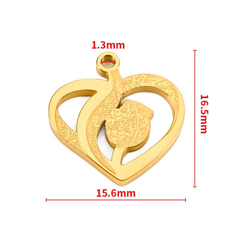 heart-shaped rose pendant 15.6x16.5mm