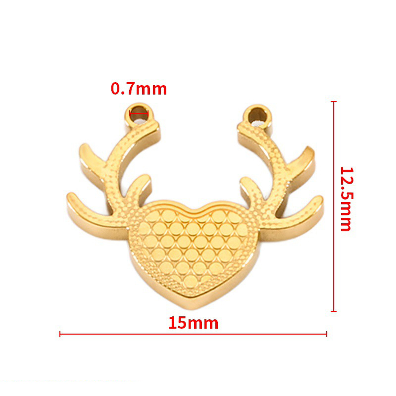 double hole antler heart-shaped pendant 12.5x15mm