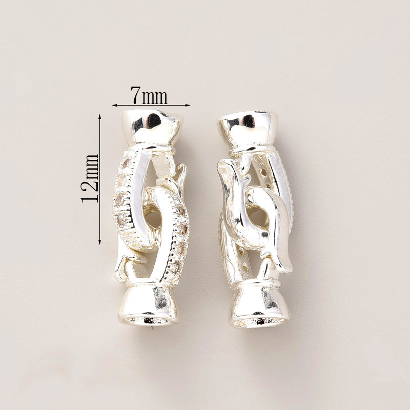 #280 pair of thick silver with zirconium buttons (two)