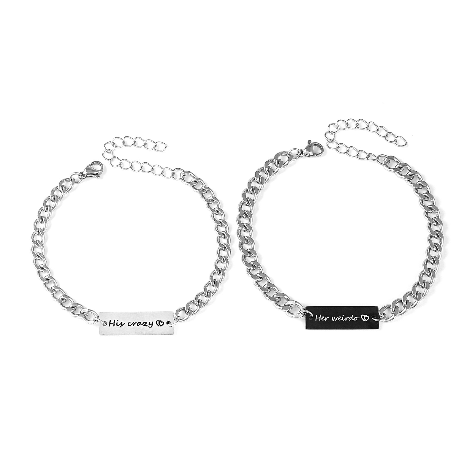 'crazy weirda' Cuban Chain Couple Bracelet