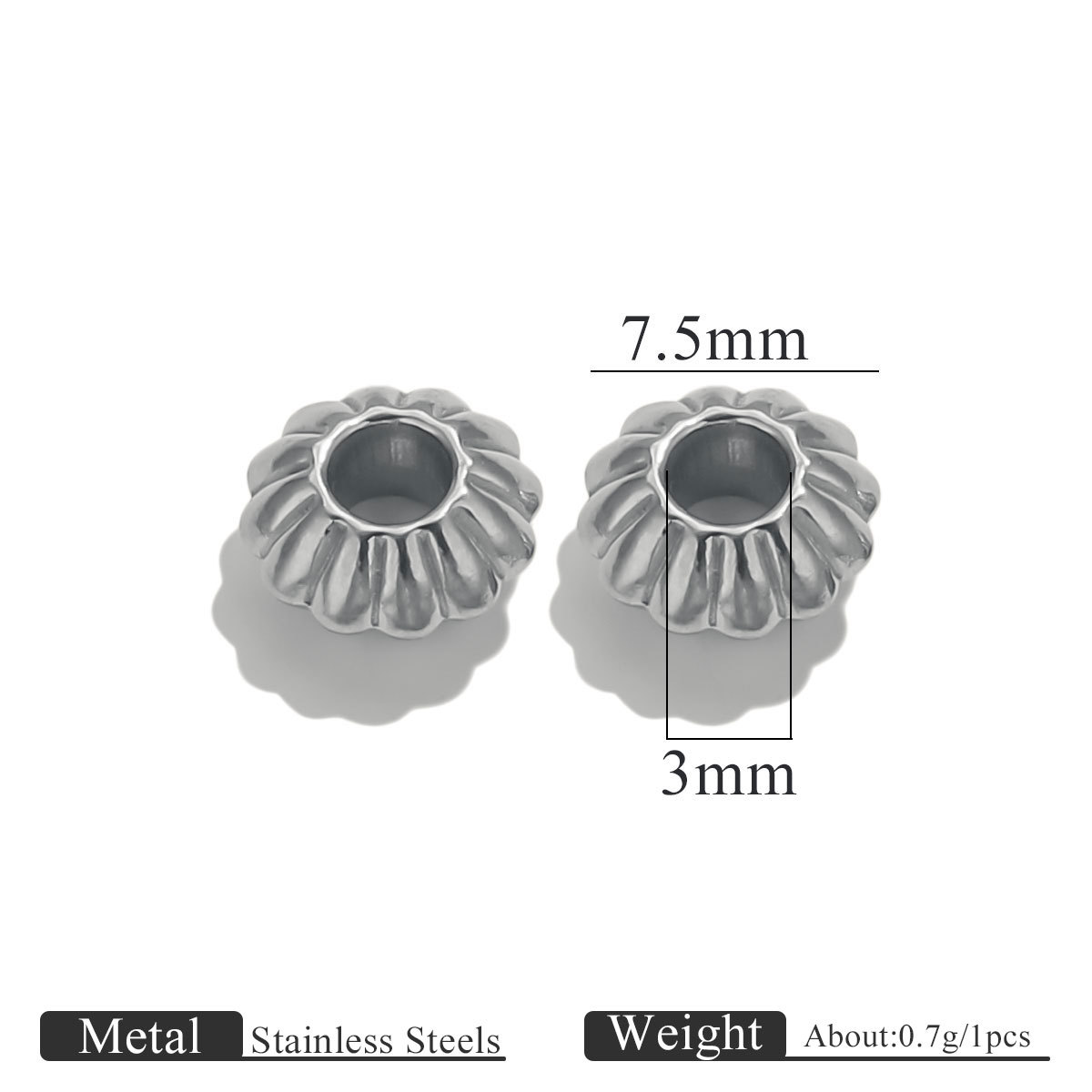 Steel color beads-7.5mm
