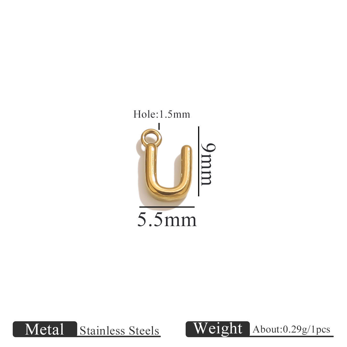 Gold circled letter-u