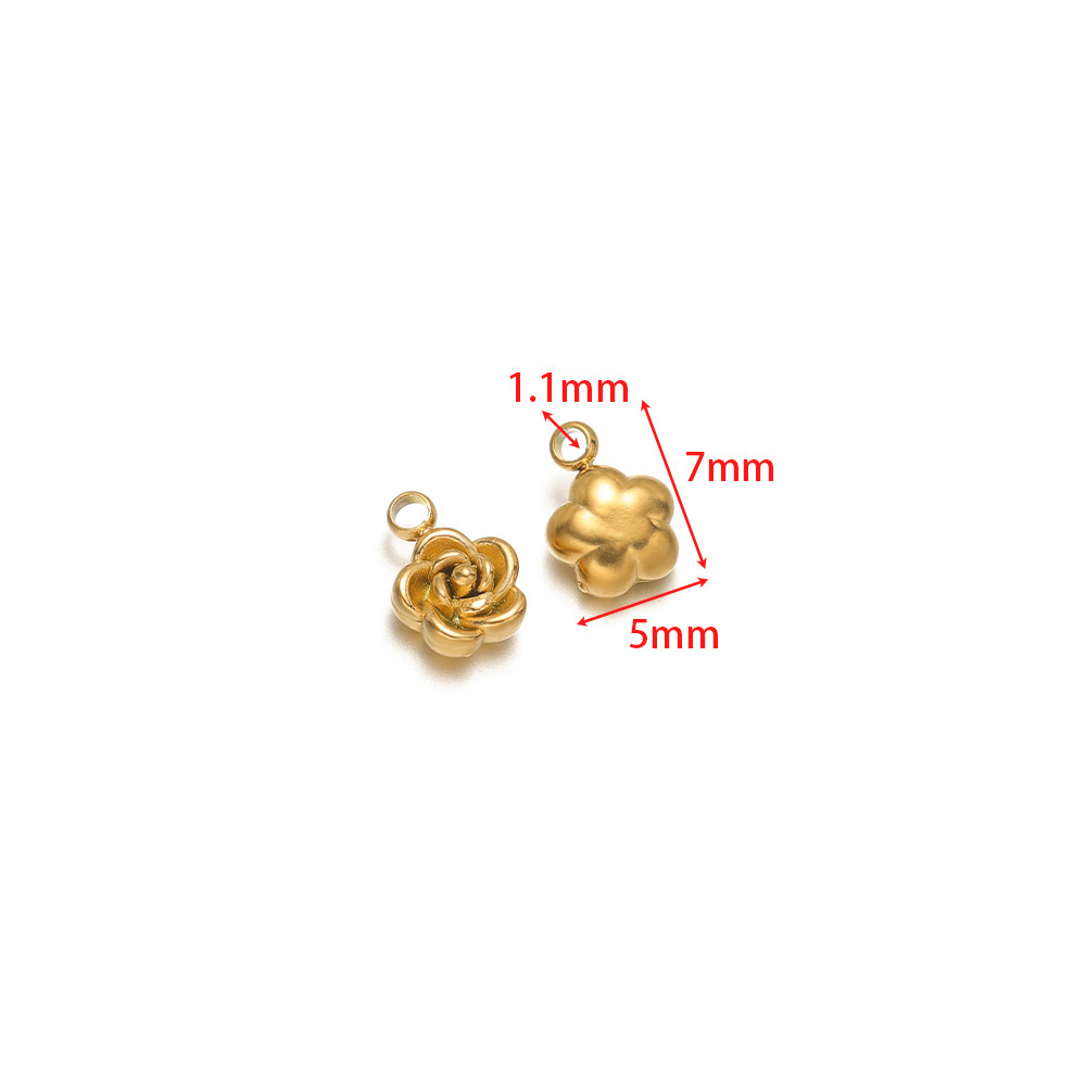 7*5mm rose pendant with 1.1mm single hole, small size, gold