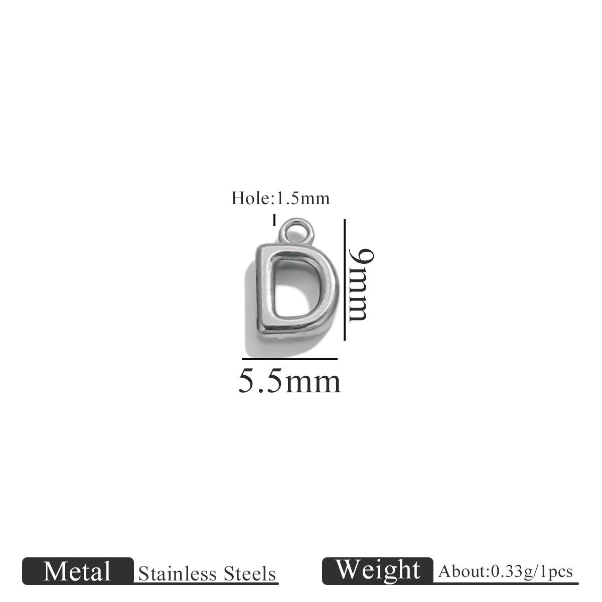 Steel color ring letter-d