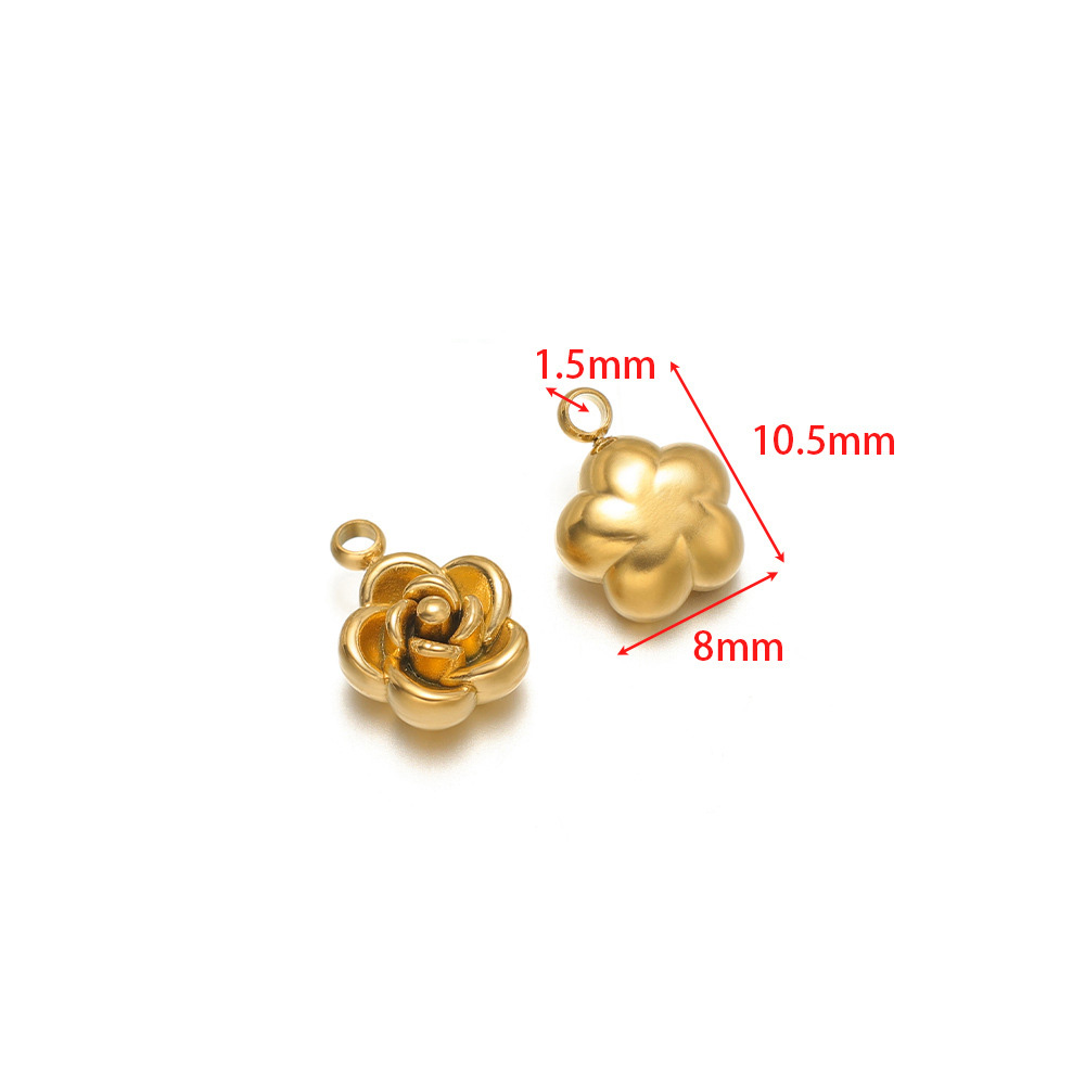 10.5*8mm rose pendant with 1.5mm single hole, medium size, gold