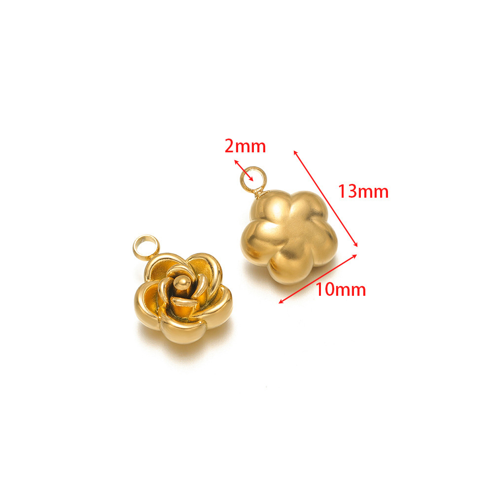13*10mm rose pendant with 2mm single hole inside, large size, gold