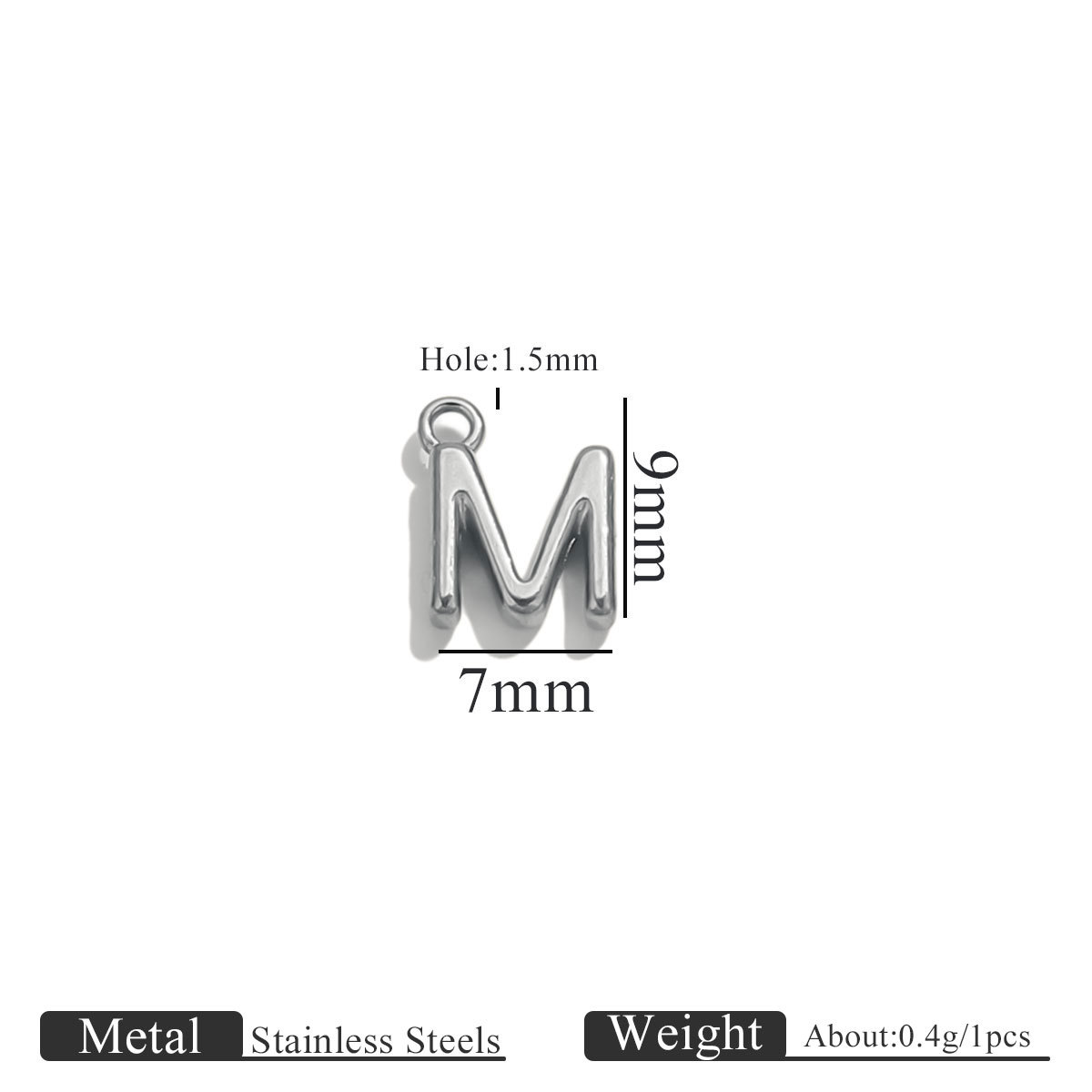 Steel color ring letter-m