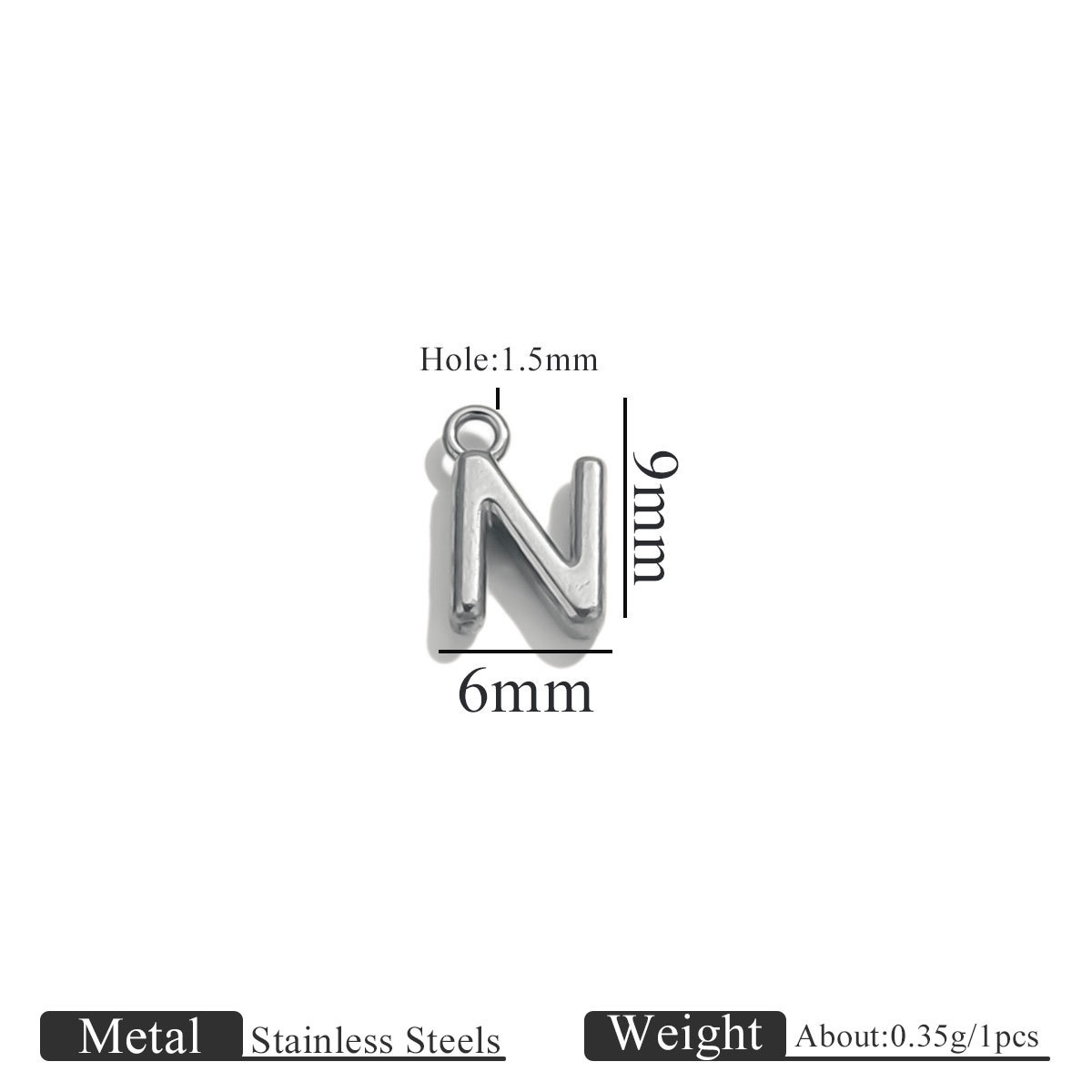 Steel color ring letter-n