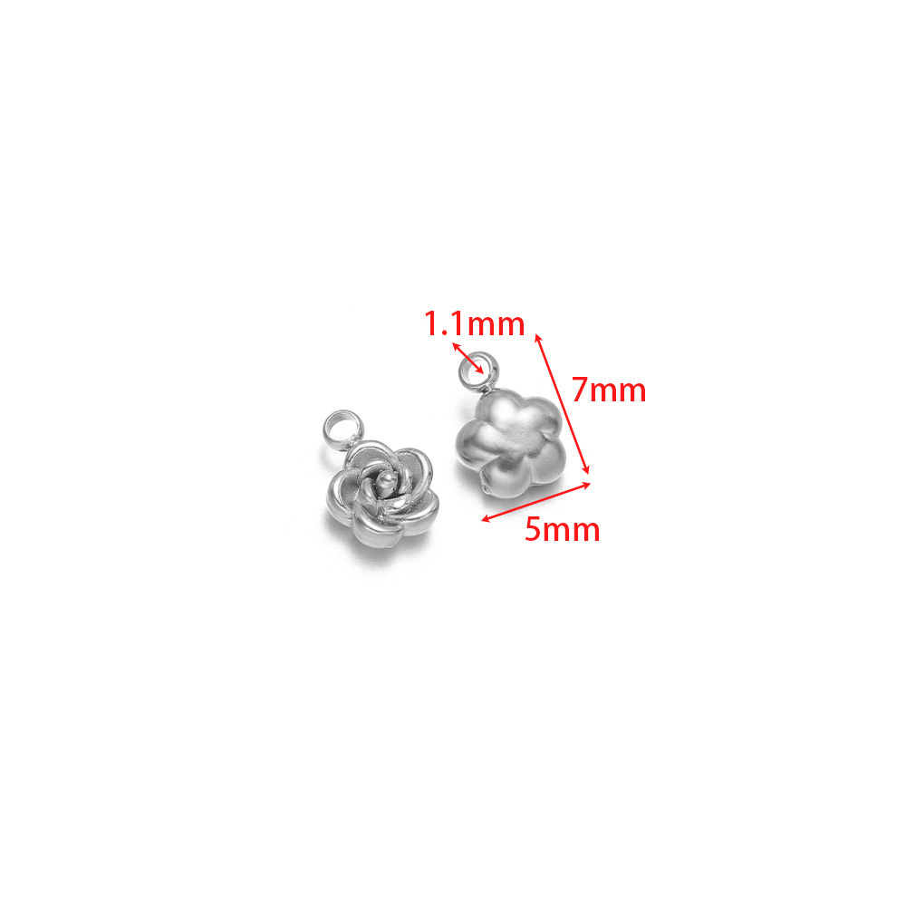 7*5mm rose pendant with 1.1mm single hole, small size, steel color