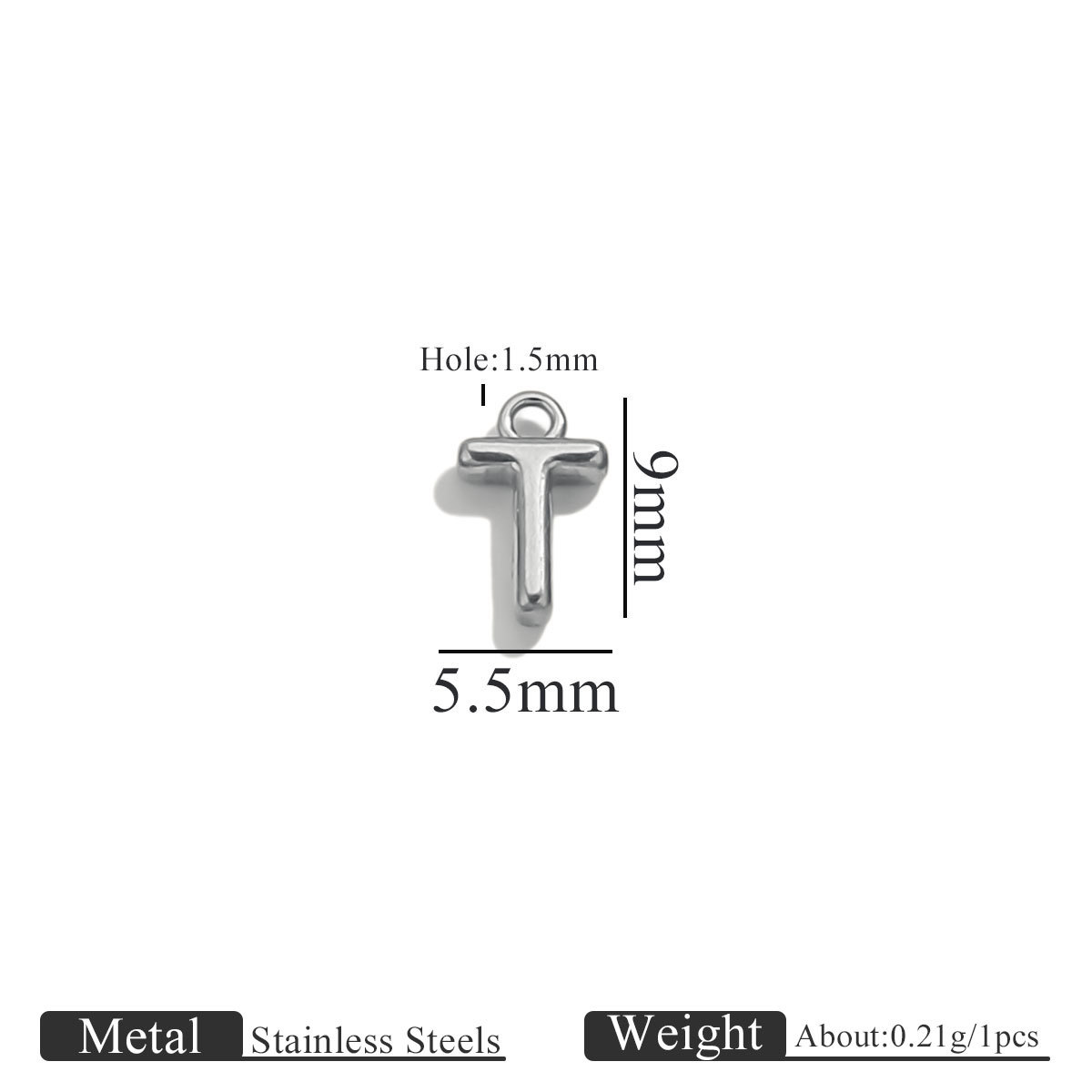 Steel color ring letter-t