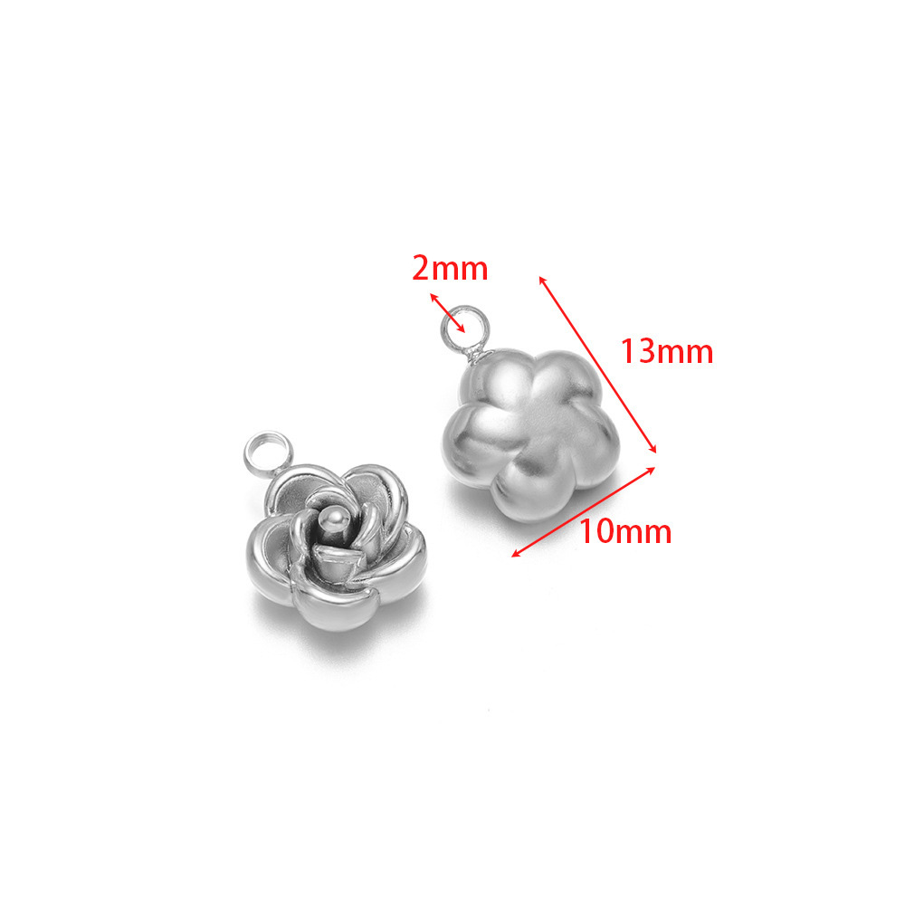 13*10mm rose pendant with 2mm single hole inside, large size, steel color