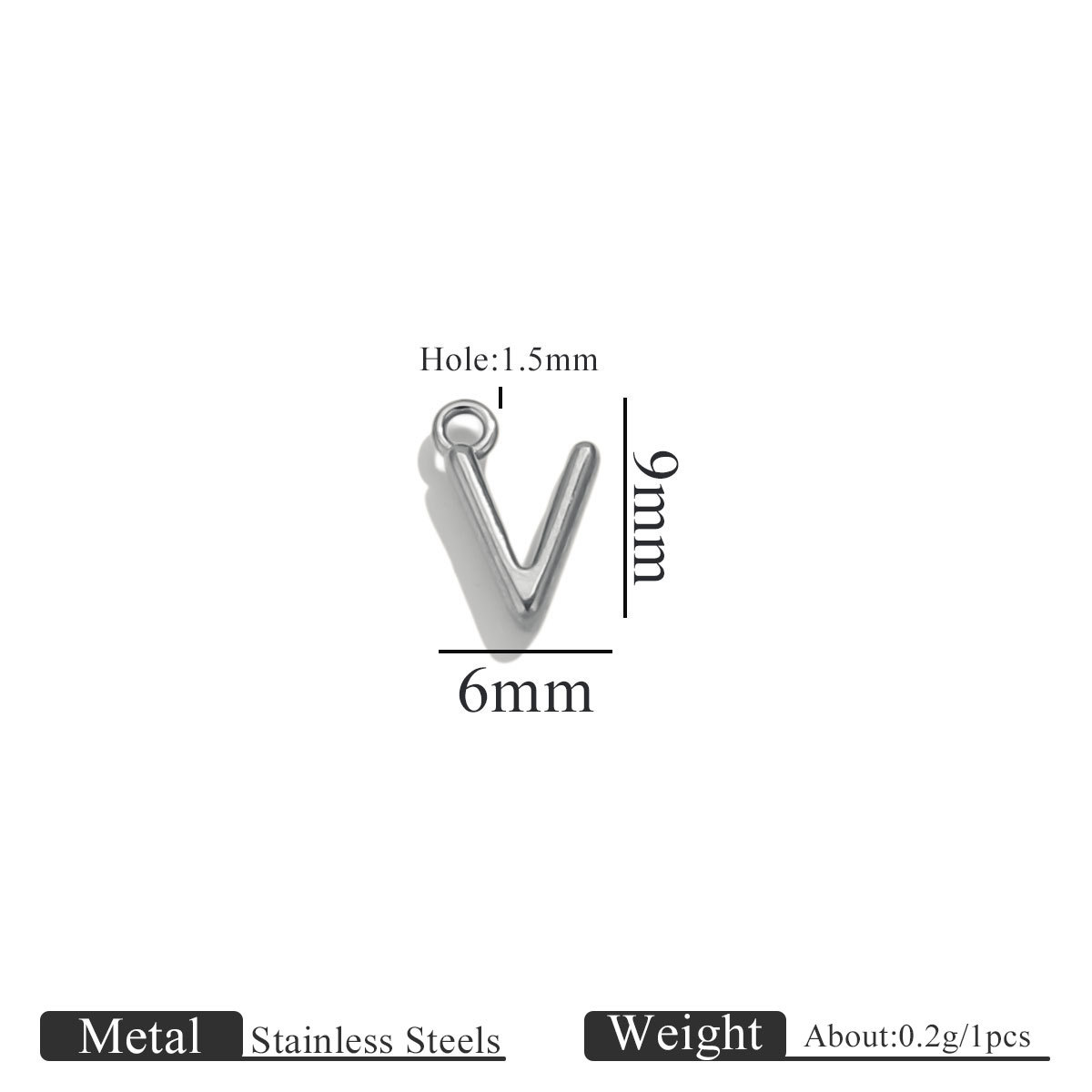 Steel color ring letter-v