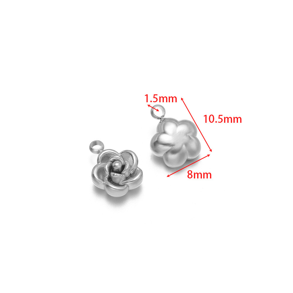 10.5*8mm rose pendant with 1.5mm single hole, medium size, steel color
