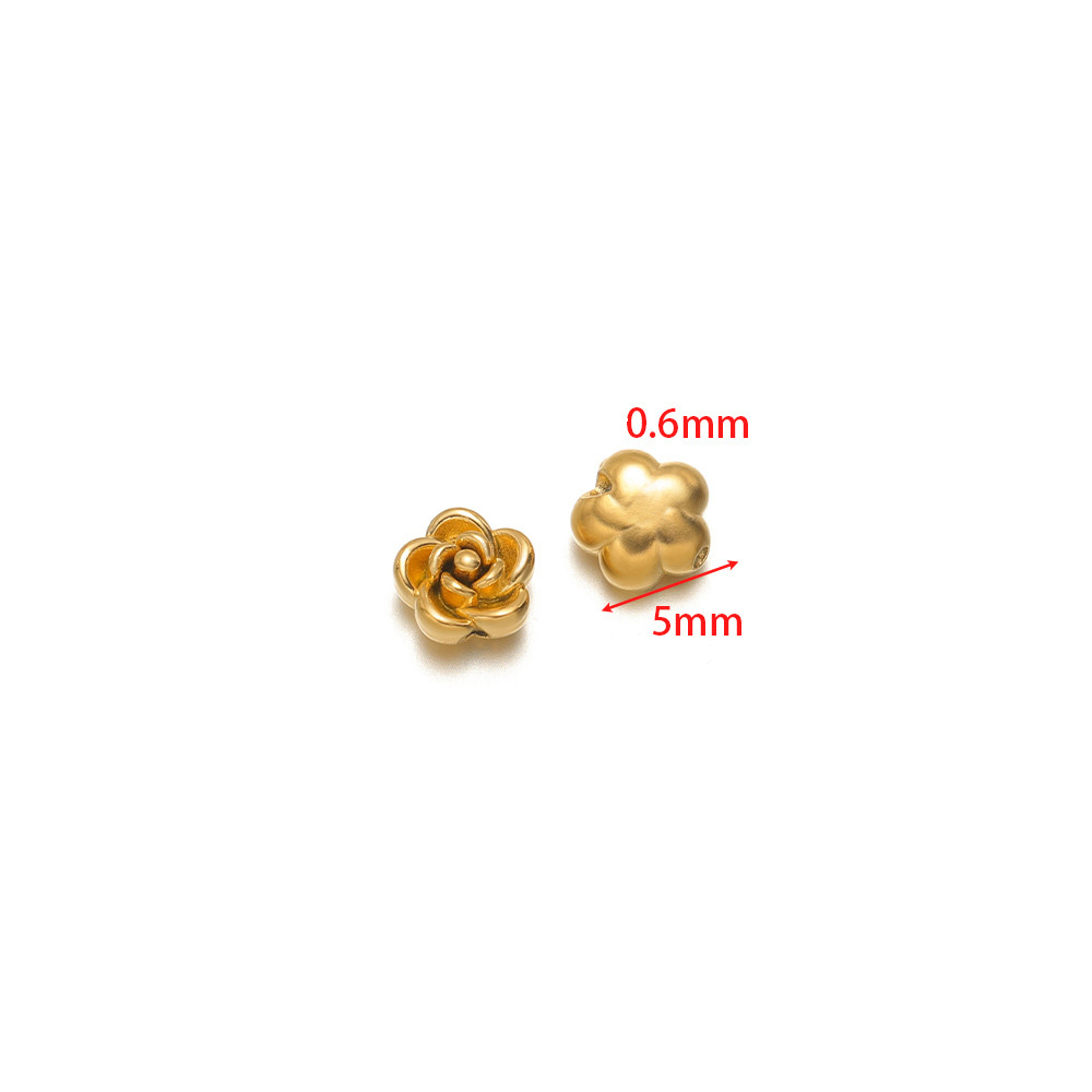 5mm rose perforated beads, 0.6mm hole inside, small size, gold