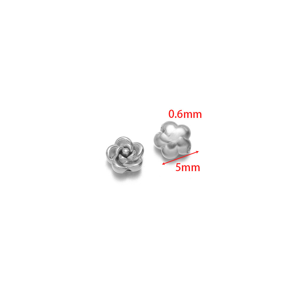 5mm rose perforated beads, 0.6mm hole inside, small size, steel color