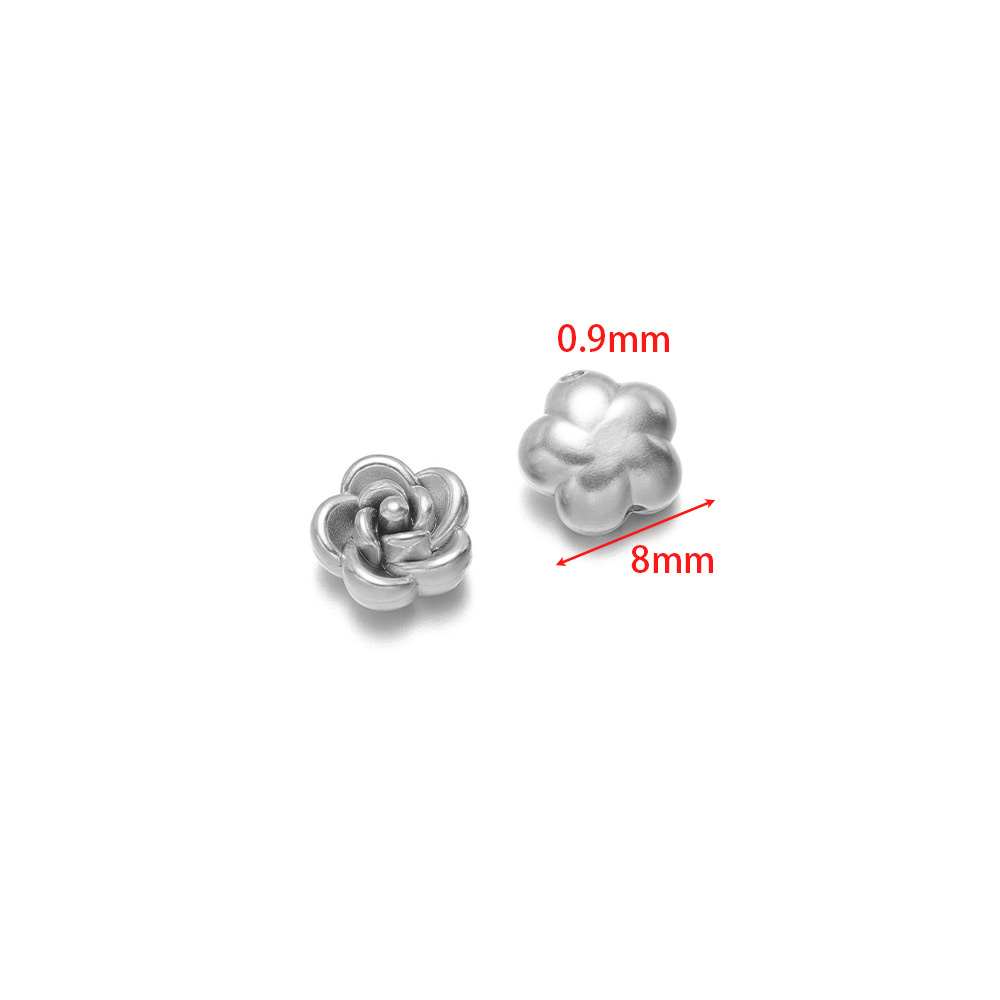 8mm rose perforated beads, 0.9mm hole inside, medium size, steel color