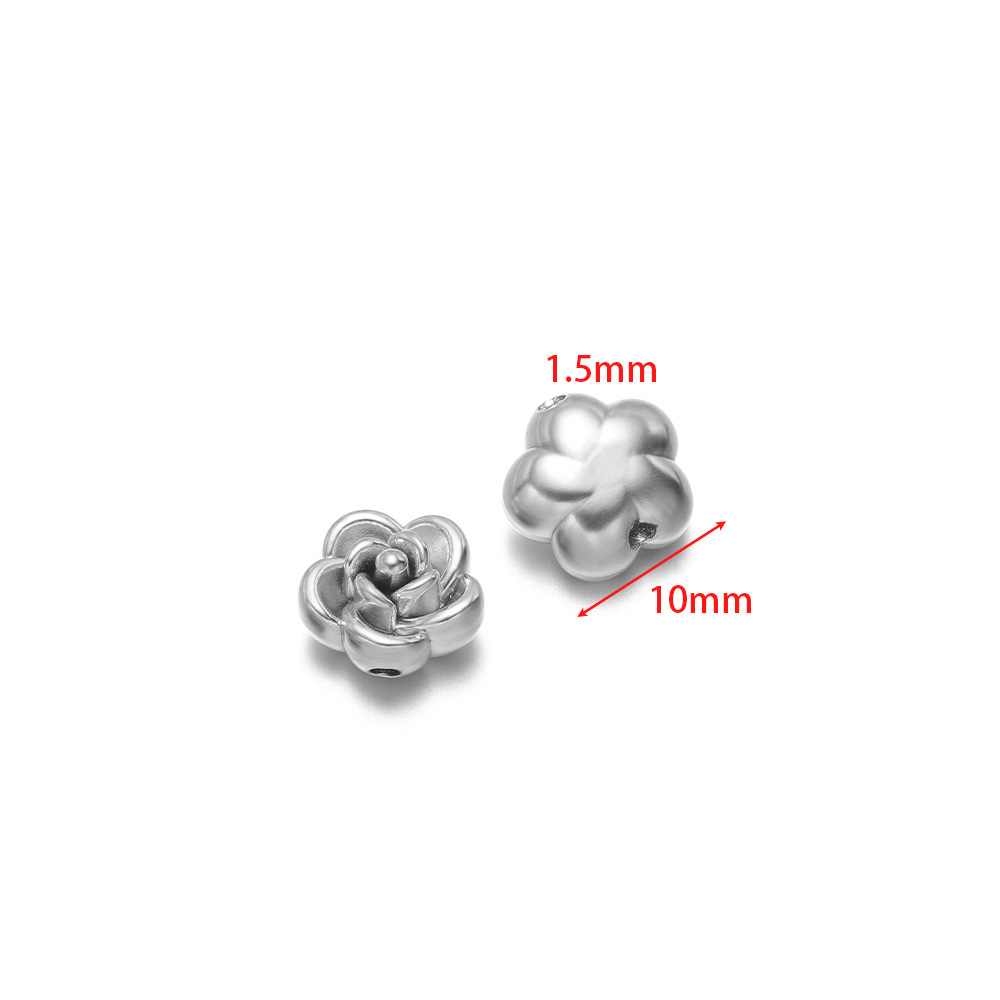 10mm rose perforated beads, 1.5mm hole inside, large steel color