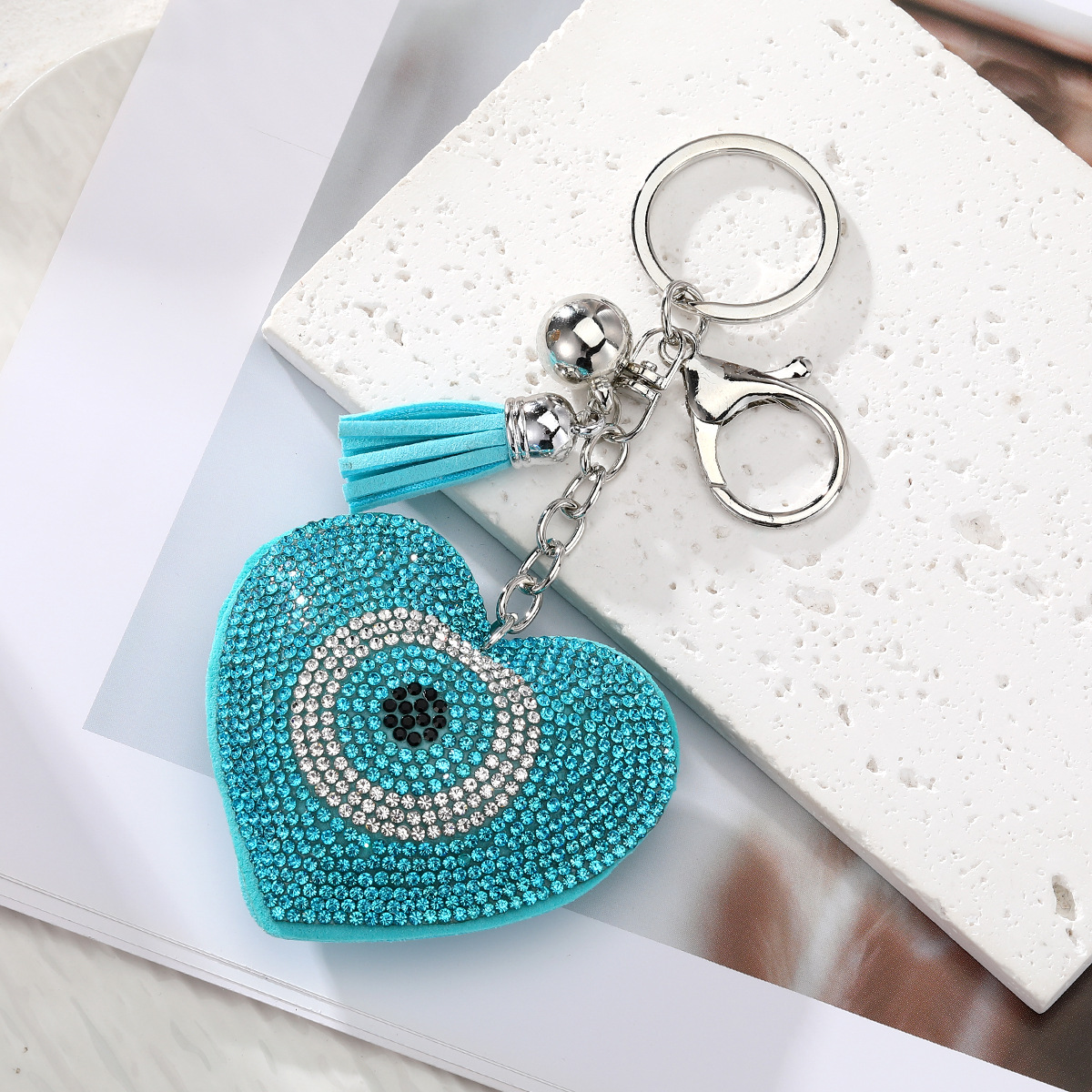 Lake blue love silver buckle