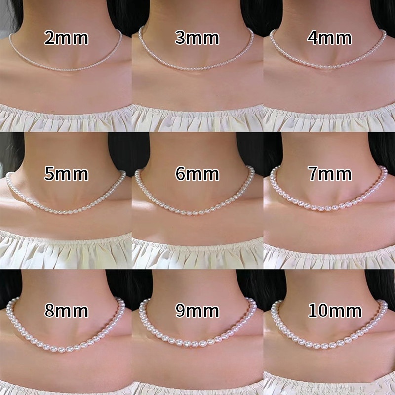 6mm sterling silver ingot buckle pearl necklace (43cm)