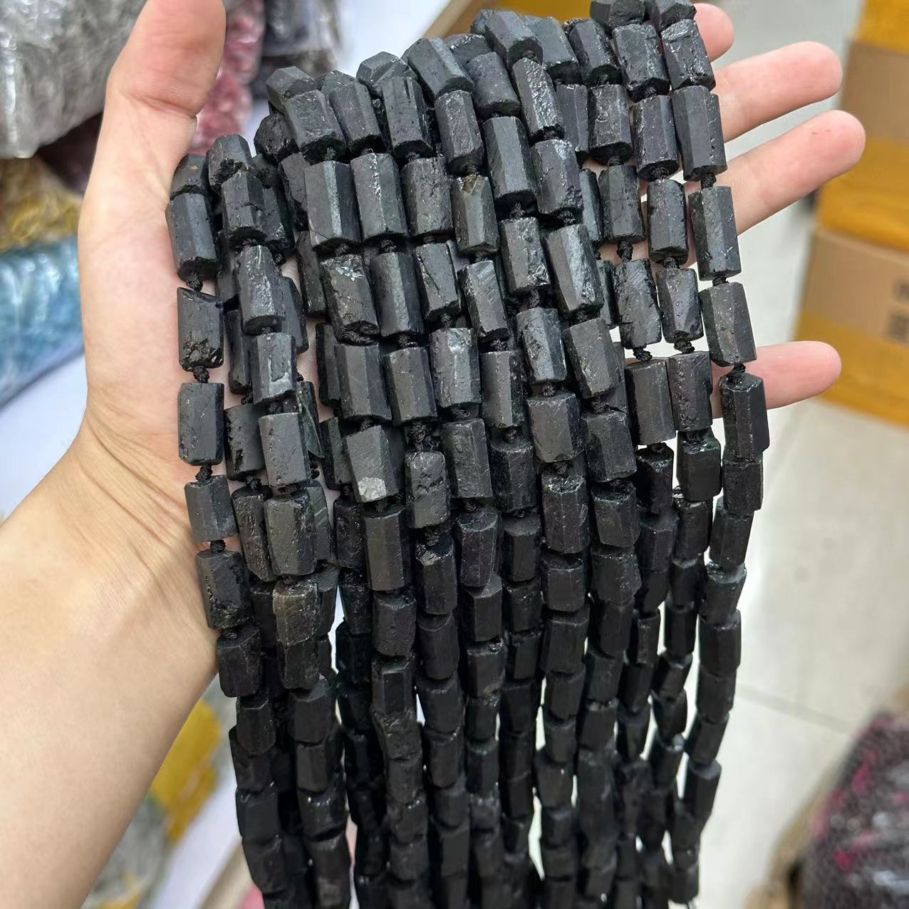 Matte black tourmaline about 8*12mm (small particles, matte)