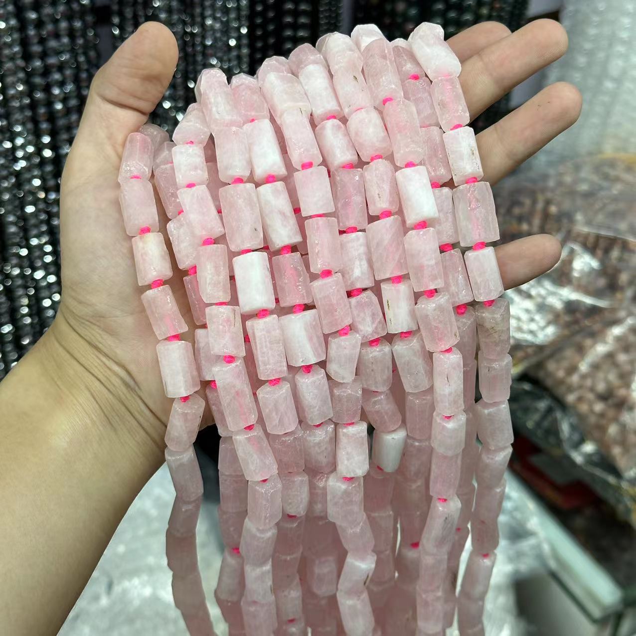 Frosted rose quartz about 10*15mm (large particles, matte)