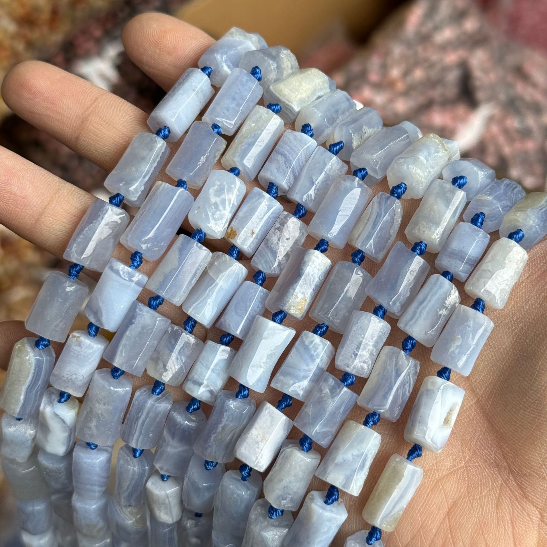 Purple agate about 8*13mm (small particles, smooth)