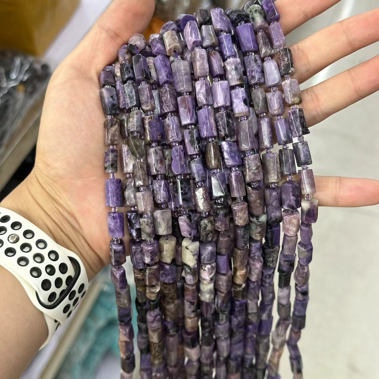 Amethyst is about 7*12mm (small particles, glossy)
