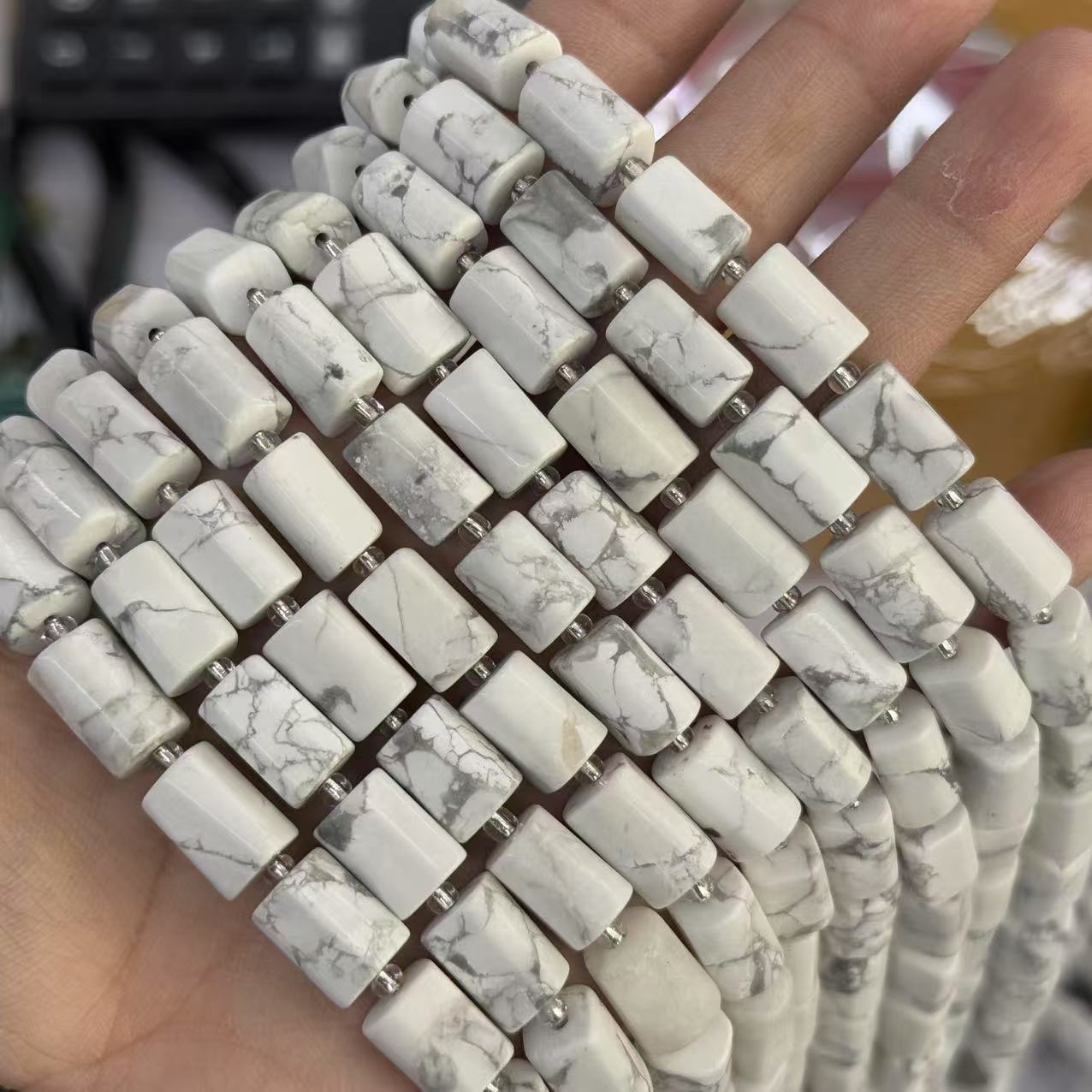 White turquoise is about 7*11mm (small capsules, glossy)