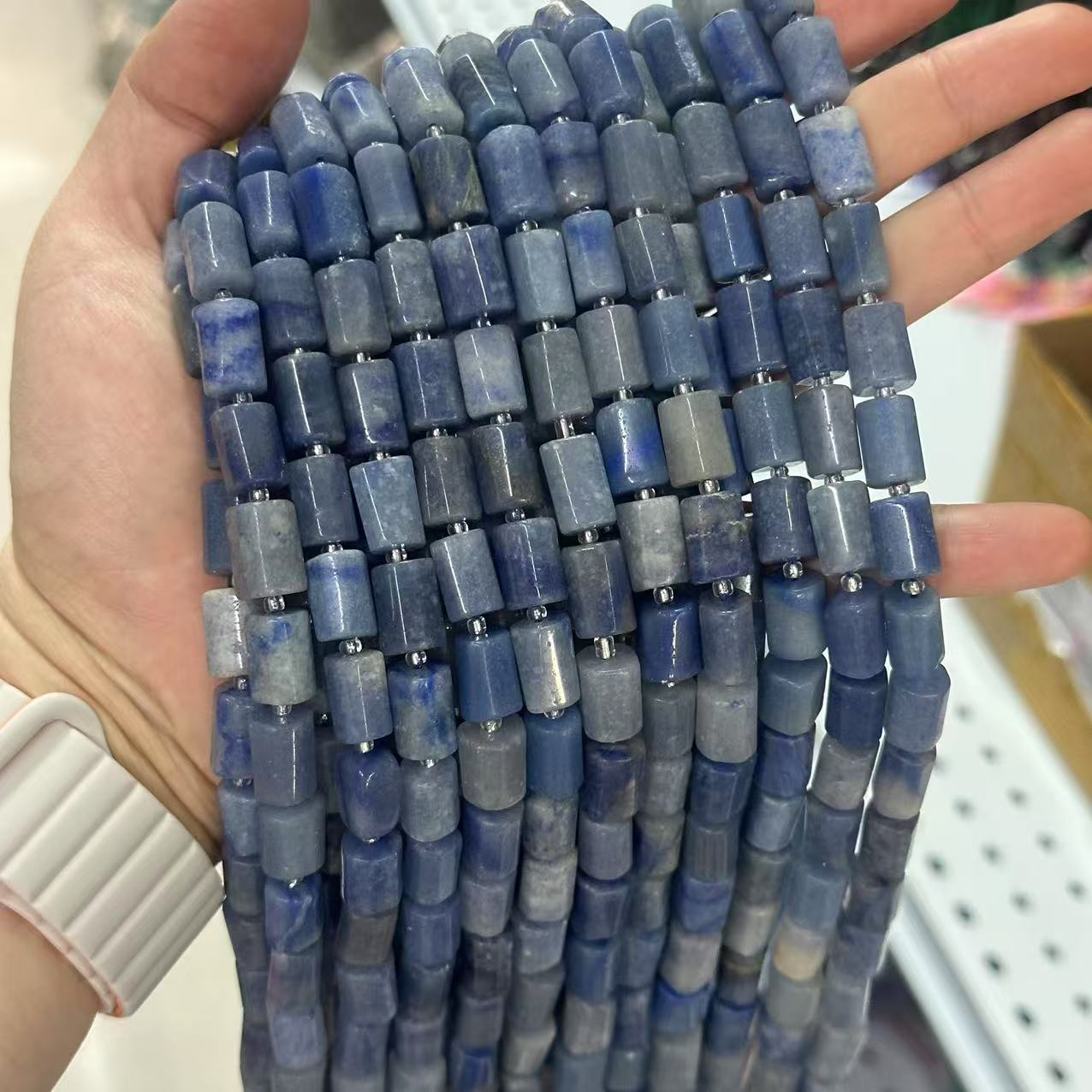 Blue aventurine is about 8*12mm (small particles, smooth surface)