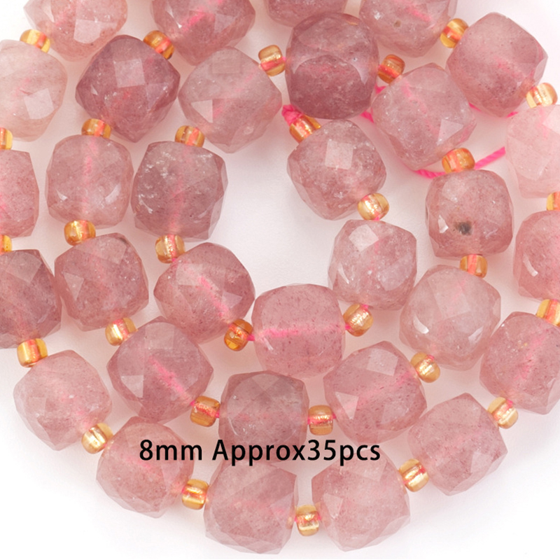 8mm faceted square strawberry crystal