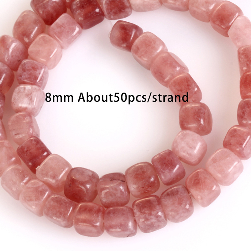 About 8mm candy color square strawberry crystal jade