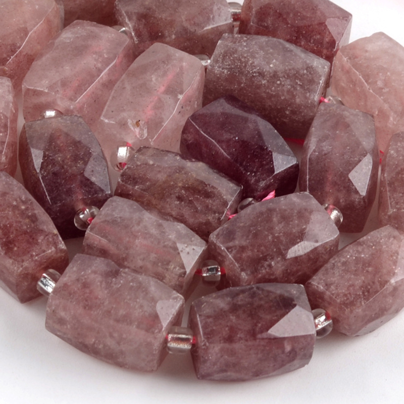 Rectangular faceted strawberry crystal