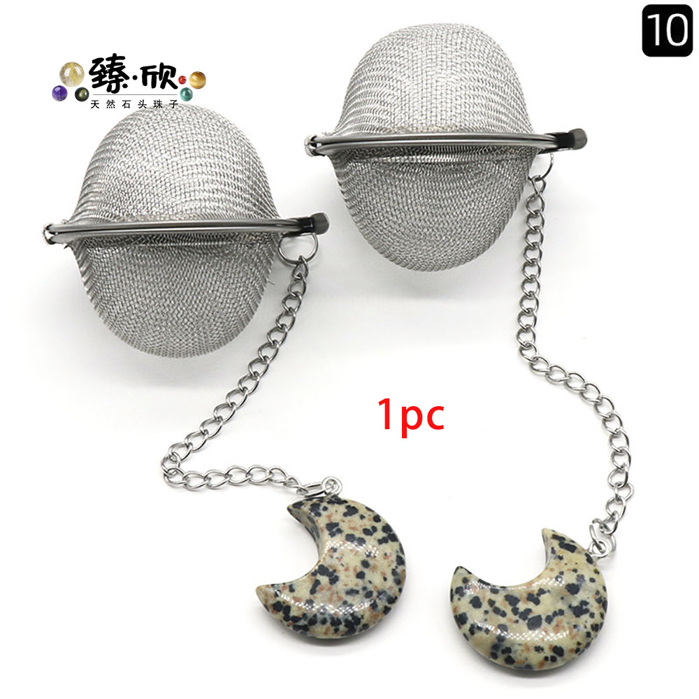 Moon stainless steel tea filter spotted stone