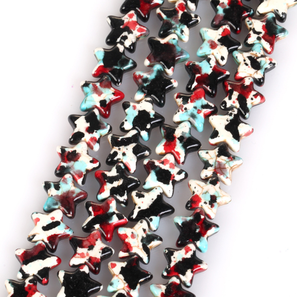 12mm turquoise five-pointed star Camouflage dark