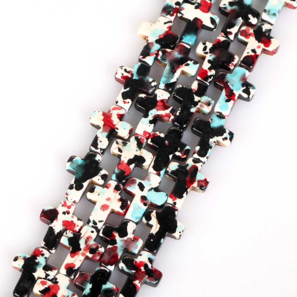 12x16mm turquoise cross camouflage dark