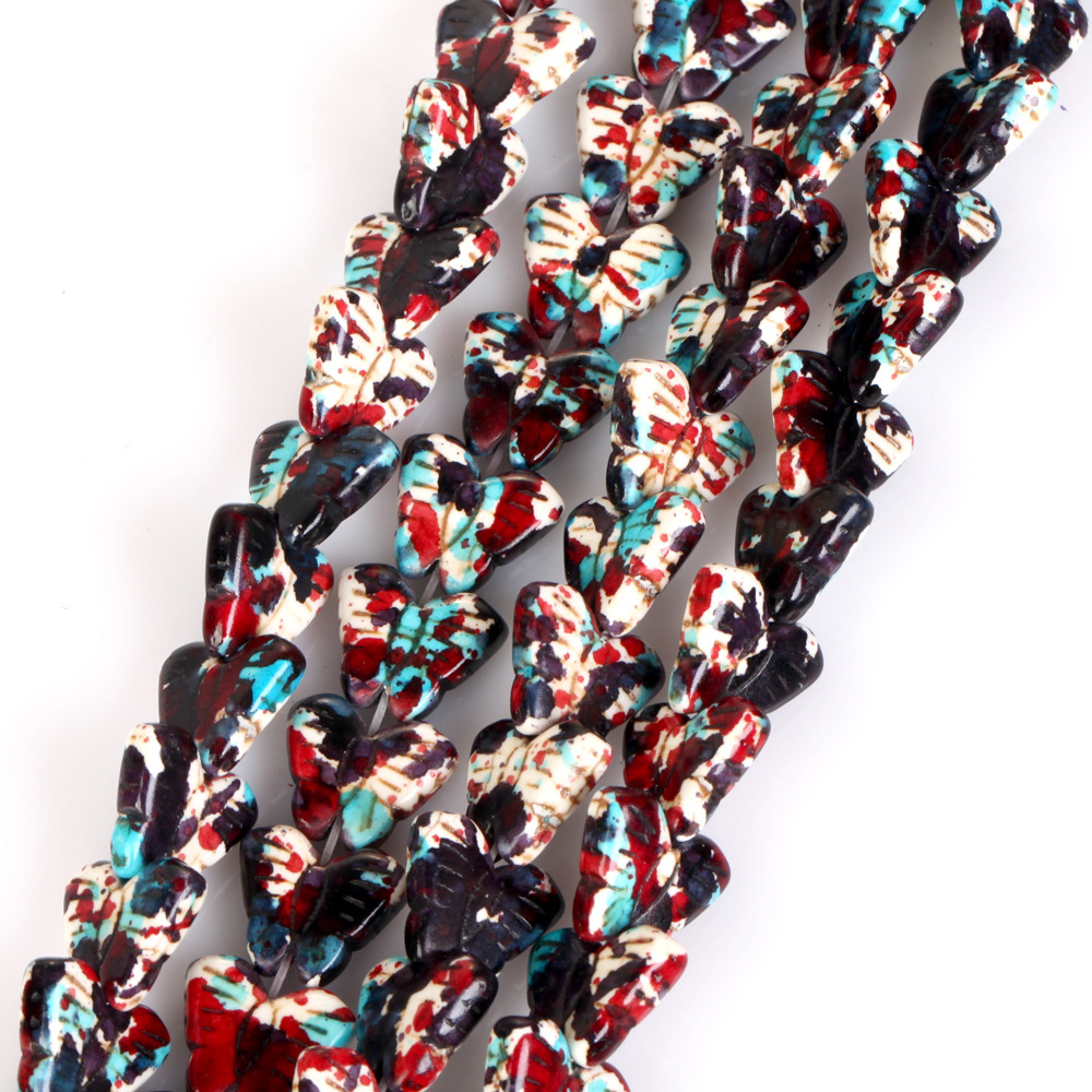 13x15mm turquoise butterfly camouflage dark