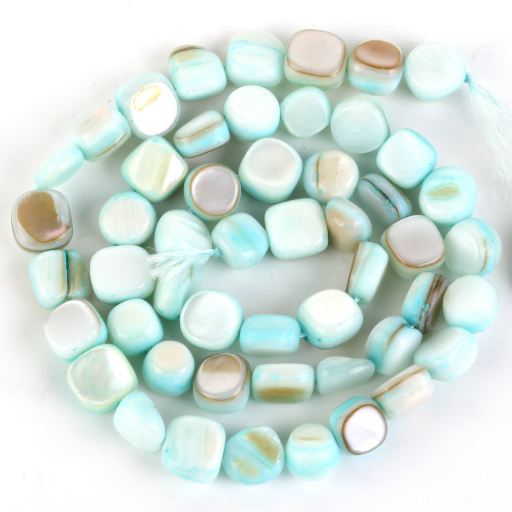 8mm shaped shell lake blue