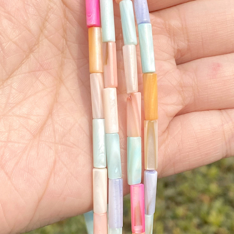Macaroon color shell 4x 13mm long cylinder