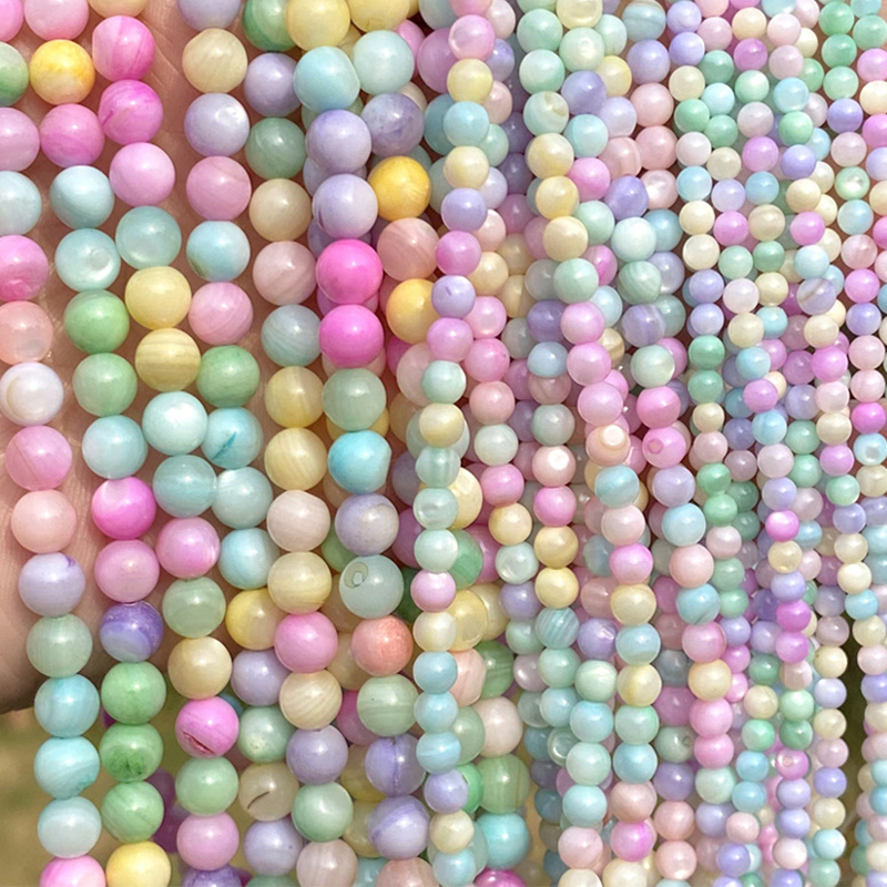 Macaroon color shell 3mm round beads