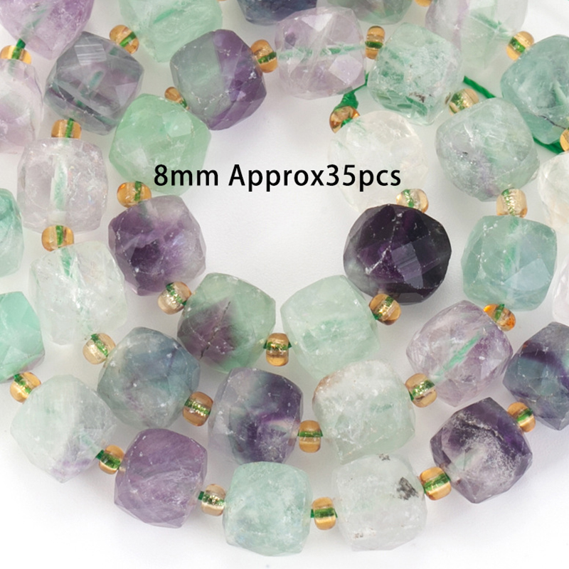 8mm faceted square colored stone